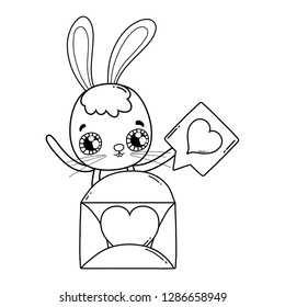 cute rabbit valentines day with envelope