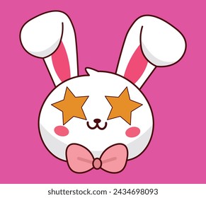 Cute rabbit with various expressions, collection, stick emotions, vector illustration