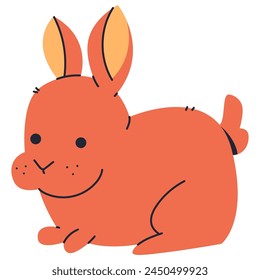 Ilustración de animal de granja de dibujos animados de Vector de conejo lindo aislado en un fondo blanco.