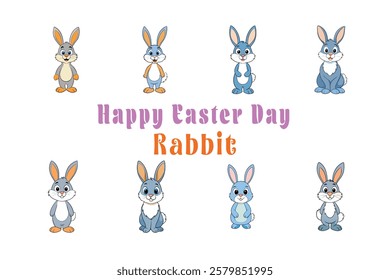 Cute Rabbit vector cartoon illustration Easter day