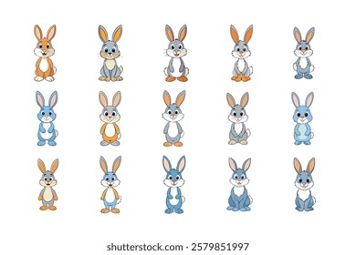 Cute Rabbit vector cartoon illustration Easter day