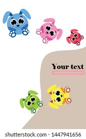 Cute rabbit vector. Easter Bunny. Can be used for kids shirt design., children cartoon character, vector background.