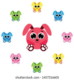 Cute rabbit vector. Easter Bunny. Can be used for kids shirt design., children cartoon character, vector background.