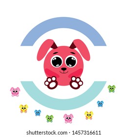 Cute rabbit vector. Easter Bunny. Can be used for kids shirt design., children cartoon character, vector background.