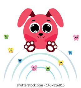 Cute rabbit vector. Easter Bunny. Can be used for kids shirt design., children cartoon character, vector background.