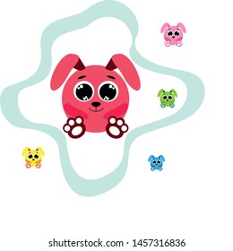 Cute rabbit vector. Easter Bunny. Can be used for kids shirt design., children cartoon character, vector background.