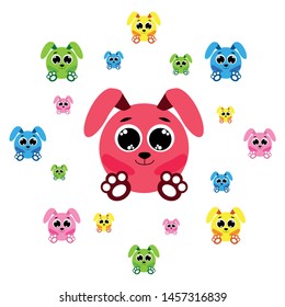 Cute rabbit vector. Easter Bunny. Can be used for kids shirt design., children cartoon character, vector background.