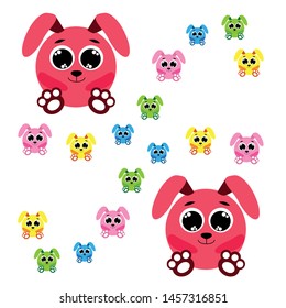 Cute rabbit vector. Easter Bunny. Can be used for kids shirt design., children cartoon character, vector background.