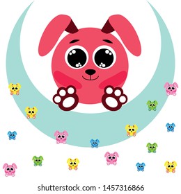 Cute rabbit vector. Easter Bunny. Can be used for kids shirt design., children cartoon character, vector background.