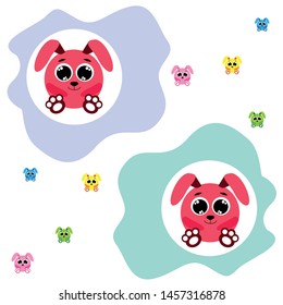 Cute rabbit vector. Easter Bunny. Can be used for kids shirt design., children cartoon character, vector background.
