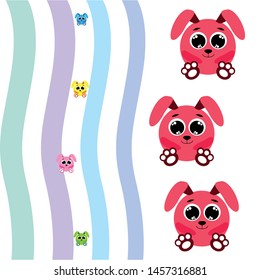 Cute rabbit vector. Easter Bunny. Can be used for kids shirt design., children cartoon character, vector background.