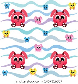 Cute rabbit vector. Easter Bunny. Can be used for kids shirt design., children cartoon character, vector background.