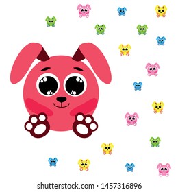 Cute rabbit vector. Easter Bunny. Can be used for kids shirt design., children cartoon character, vector background.