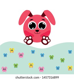 Cute rabbit vector. Easter Bunny. Can be used for kids shirt design., children cartoon character, vector background.