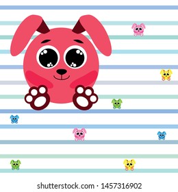 Cute rabbit vector. Easter Bunny. Can be used for kids shirt design., children cartoon character, vector background.