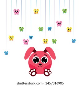 Cute rabbit vector. Easter Bunny. Can be used for kids shirt design., children cartoon character, vector background.