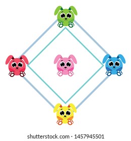 Cute rabbit vector. Easter Bunny. Can be used for kids shirt design., children cartoon character, vector background.