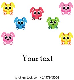 Cute rabbit vector. Easter Bunny. Can be used for kids shirt design., children cartoon character, vector background.