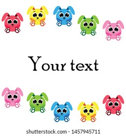 Cute rabbit vector. Easter Bunny. Can be used for kids shirt design., children cartoon character, vector background.