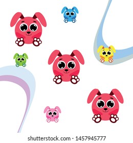 Cute rabbit vector. Easter Bunny. Can be used for kids shirt design., children cartoon character, vector background.