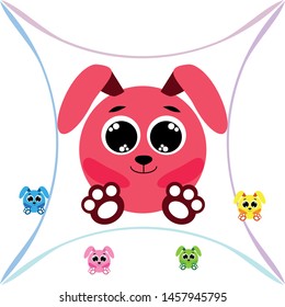 Cute rabbit vector. Easter Bunny. Can be used for kids shirt design., children cartoon character, vector background.
