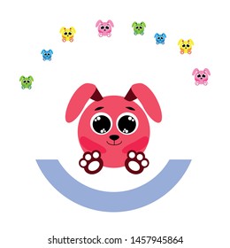 Cute rabbit vector. Easter Bunny. Can be used for kids shirt design., children cartoon character, vector background.