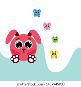 Cute rabbit vector. Easter Bunny. Can be used for kids shirt design., children cartoon character, vector background.