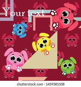 Cute rabbit vector. Easter Bunny. Can be used for kids shirt design., children cartoon character, vector background.