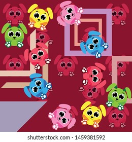 Cute rabbit vector. Easter Bunny. Can be used for kids shirt design., children cartoon character, vector background.