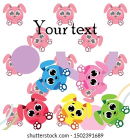 Cute rabbit vector. Easter Bunny. Can be used for kids shirt design., children cartoon character, vector background.