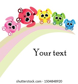 Cute rabbit vector. Easter Bunny. Can be used for kids shirt design., children cartoon character, vector background.