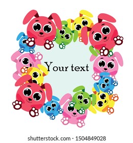 Cute rabbit vector. Easter Bunny. Can be used for kids shirt design., children cartoon character, vector background.