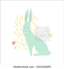 Cute rabbit.  Vector illustration.