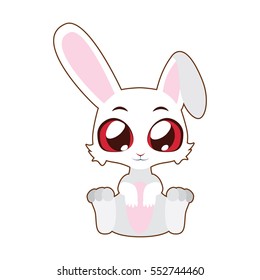 Cute rabbit vector illustration art in flat color