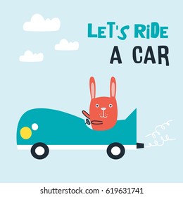 Cute Rabbit Vector Illustration. Awesome for t-shirt, mug, bag lunchbox, wallpaper, wrapper, poster and banner flat design for kids.