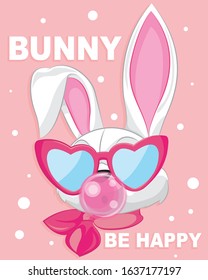 cute rabbit vector illustration. be positive