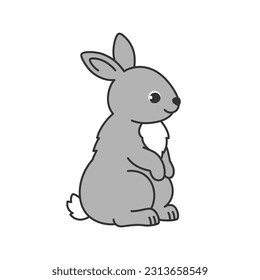 Cute rabbit. Vector illustration. The cartoon character is hand drawn and isolated on a white background.