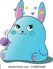 Cute rabbit vector illustration isolated. Adorable bunny with big eyes. Easter bunny vector illustration isolated. Dreaming bunny vector illustration.