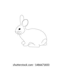 Cute Rabbit vector illustration outline. Coloring book with animal. black and white. white background. ready for print.