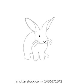 Cute Rabbit vector illustration outline. Coloring book with animal. black and white. white background. ready for print.