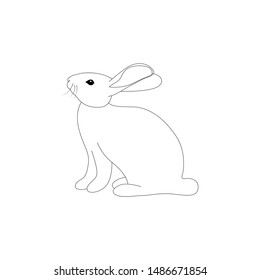 Cute Rabbit vector illustration outline. Coloring book with animal. black and white. white background. ready for print.