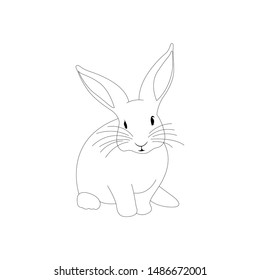 Cute Rabbit vector illustration outline. Coloring book with animal. black and white. white background. ready for print.