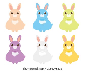 Cute rabbit . Vector illustration . Illustration set.