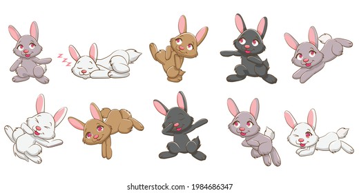 Cute rabbit vector illustration with white background