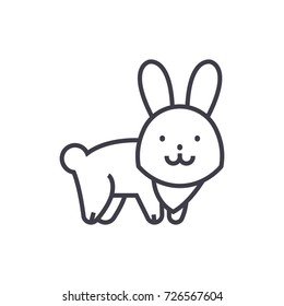 cute rabbit  vector line icon, sign, illustration on background, editable strokes