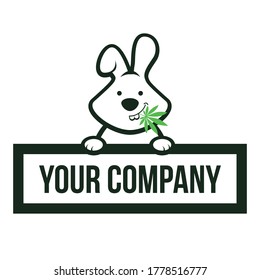 cute rabbit  vector logo illustration for cannabis company