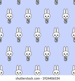 Cute rabbit vector seamless pattern