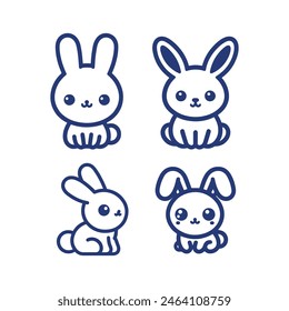 Cute Rabbit vector Set Illustrations