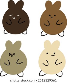 Cute Rabbit Vector | Various Expressions | Minimalist Design | 4 Vectors