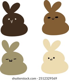 Cute Rabbit Vector | Various Expressions | Minimalist Design | 4 Vectors